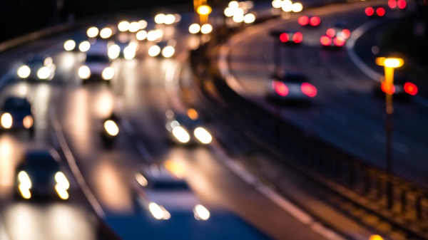car lights on highway