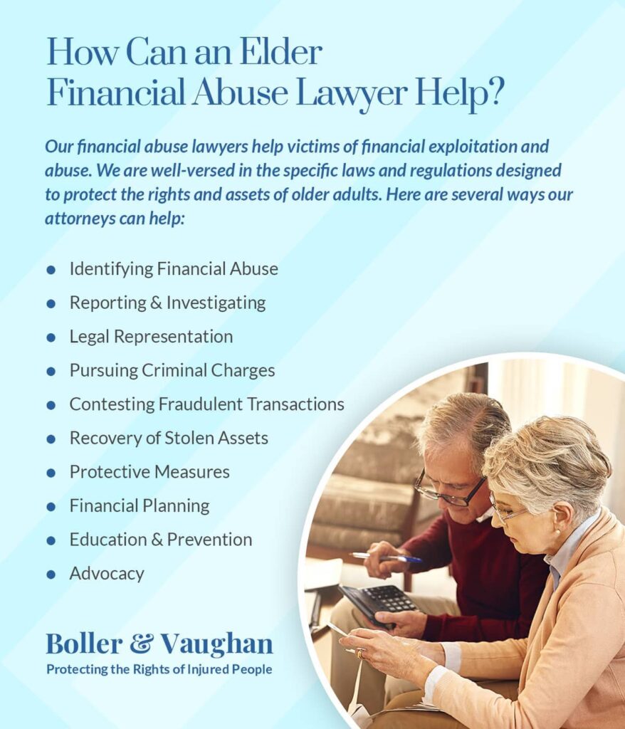how a financial abuse lawyer can help list | Boller and Vaughan