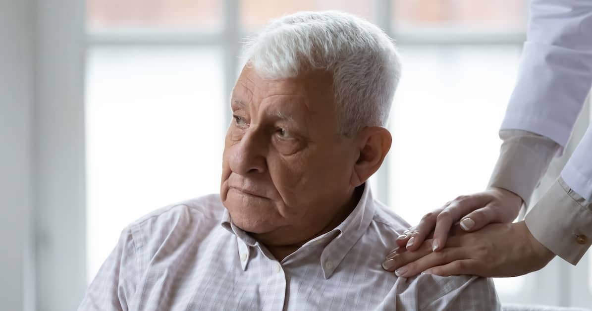 elderly man looks somber | Boller and Vaughan